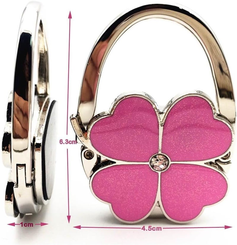 ROFLYER Four Leaf Clover Design Foldable Handbag Hanger Folding Purse Table Hook Holder, with Velvet Pouch(Green) - Image 4
